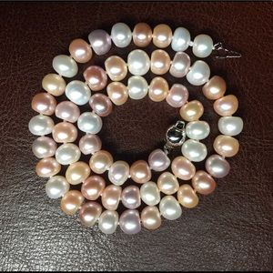 Natural candy color freshwater pearl necklace